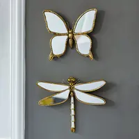 Butterfly Wall Hanging Insect Mirror Background Wall Mirror Metal Retro Insect Wing Dragonfly Butterfly Modern Home Decoration 1