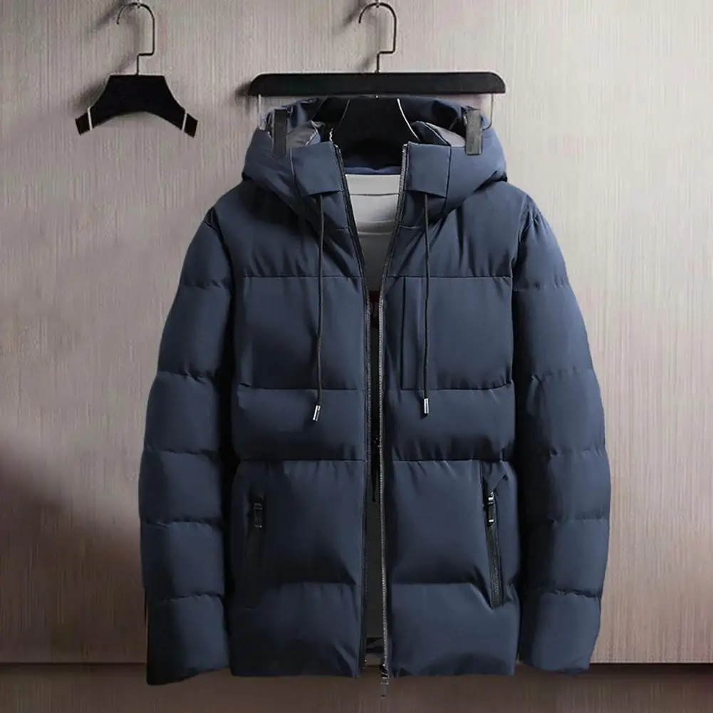 Description Picture 6 of itemMen Winter Overcoat with Hood Zipper Closure Windproof Pocket Design Ultra-Thick Autumn Winter Men Jacket Coat