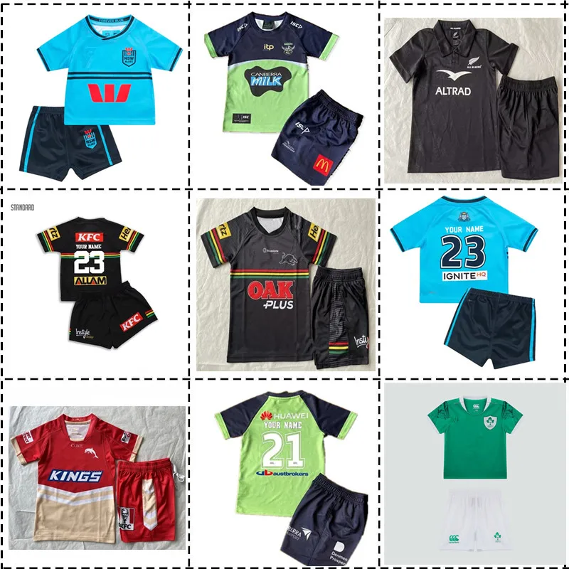 

2023 New Zealand All Blacks Mini Kit Jersey Set Panthers 2023 FRANCE DOLPHINS NSW BLUES KIDS KIT JERSEY size 16---26