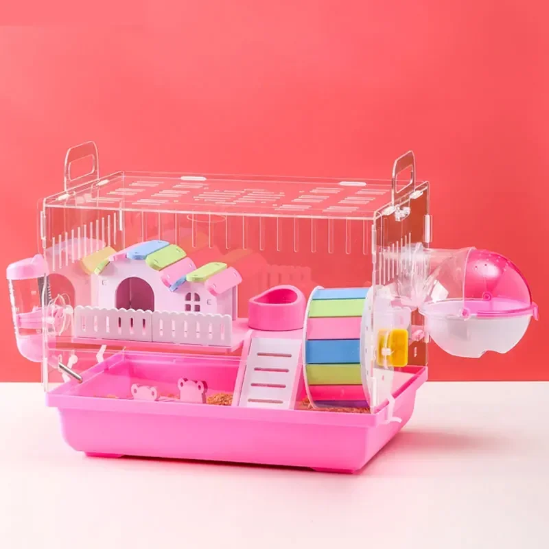 

Pet Hamster Cage Acrylic Transparent Super Double Deck Villa Suitable for Hamster Guinea Pig Small Animals Pet Feeding Supplies