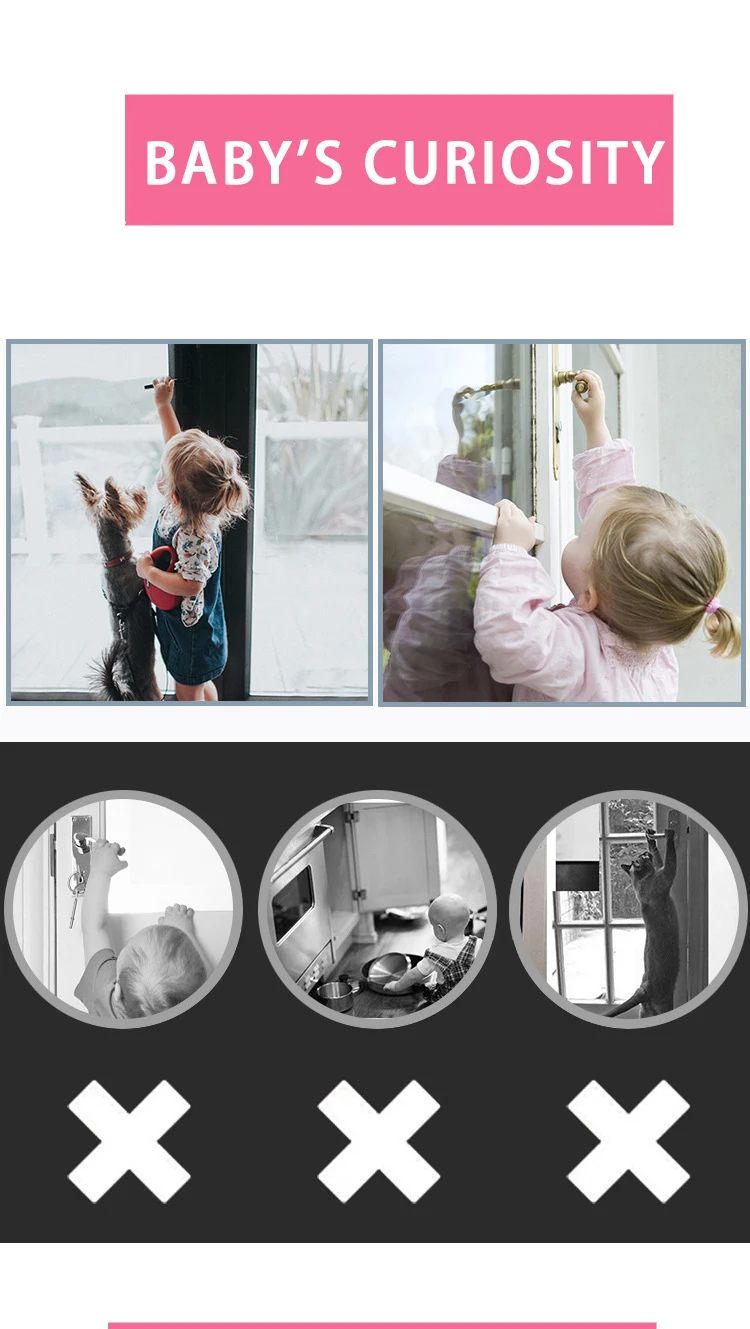 Universal Door Lever Lock Child Baby Safety Lock Rotation Proof Professional Door Adhesive Security Latch Multi-functional