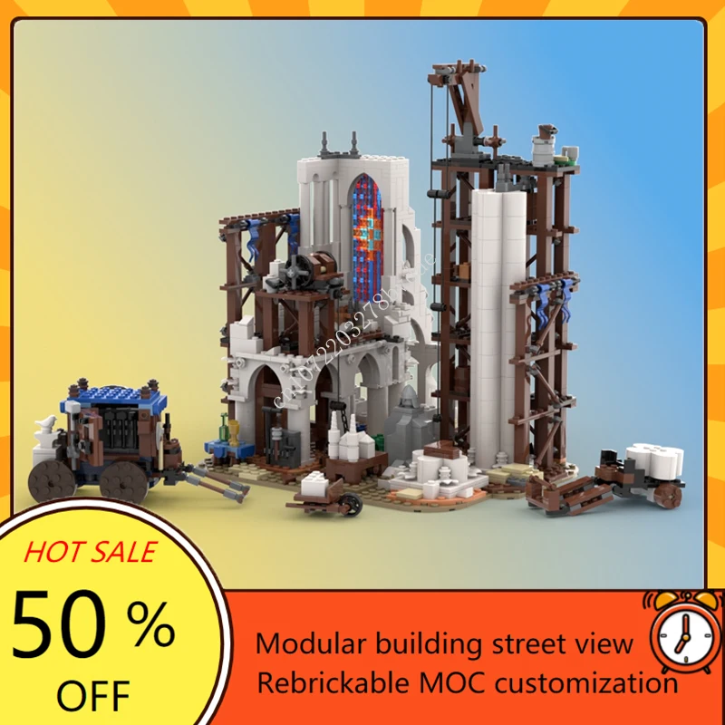 

Модель средневекового замка MOC, 1614 шт., строительные блоки гильдии каменных цветов, технологические кирпичи, творческие сборные игрушки «сделай сам», подарки