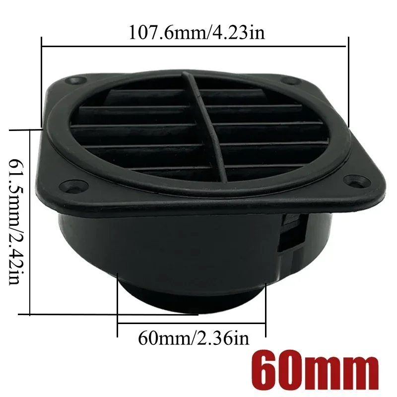 Car Heater Accessories 2X 42mm/60mm/75mm/90mm Warm Heater Parking Heater Air Vent Car Ducting Duct Air Outlet Black For Webasto Truck Auto Parts