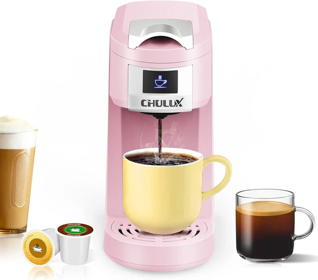 CHULUX Single Cup Coffee Maker Brewer,One Touch Function Compact Pod Mini  Coffee Machine with Reusable Coffee Filter Cup,White