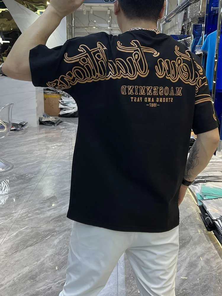 Brand Men T Shirt Hot Diamond Short Sleeve Quality 100
