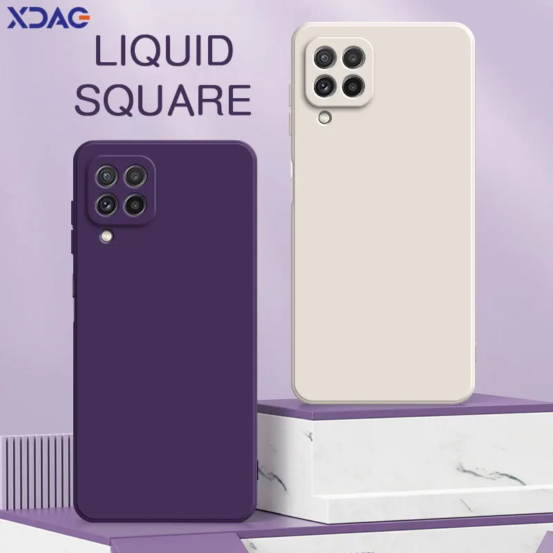 Square Liquid Silicone Back Cover for Samsung Galaxy A22 4G A42 5G Soft Camera Protective Waterproof Phone Case SamsungA22 Funda