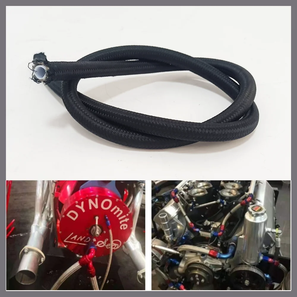 1M AN4-AN20 PTFE Hose Nylon Braided PTFE Pipe Car E85 Fuel Hose Oil Gas Cooler Line Turbo Pipe Brake Tubing Black