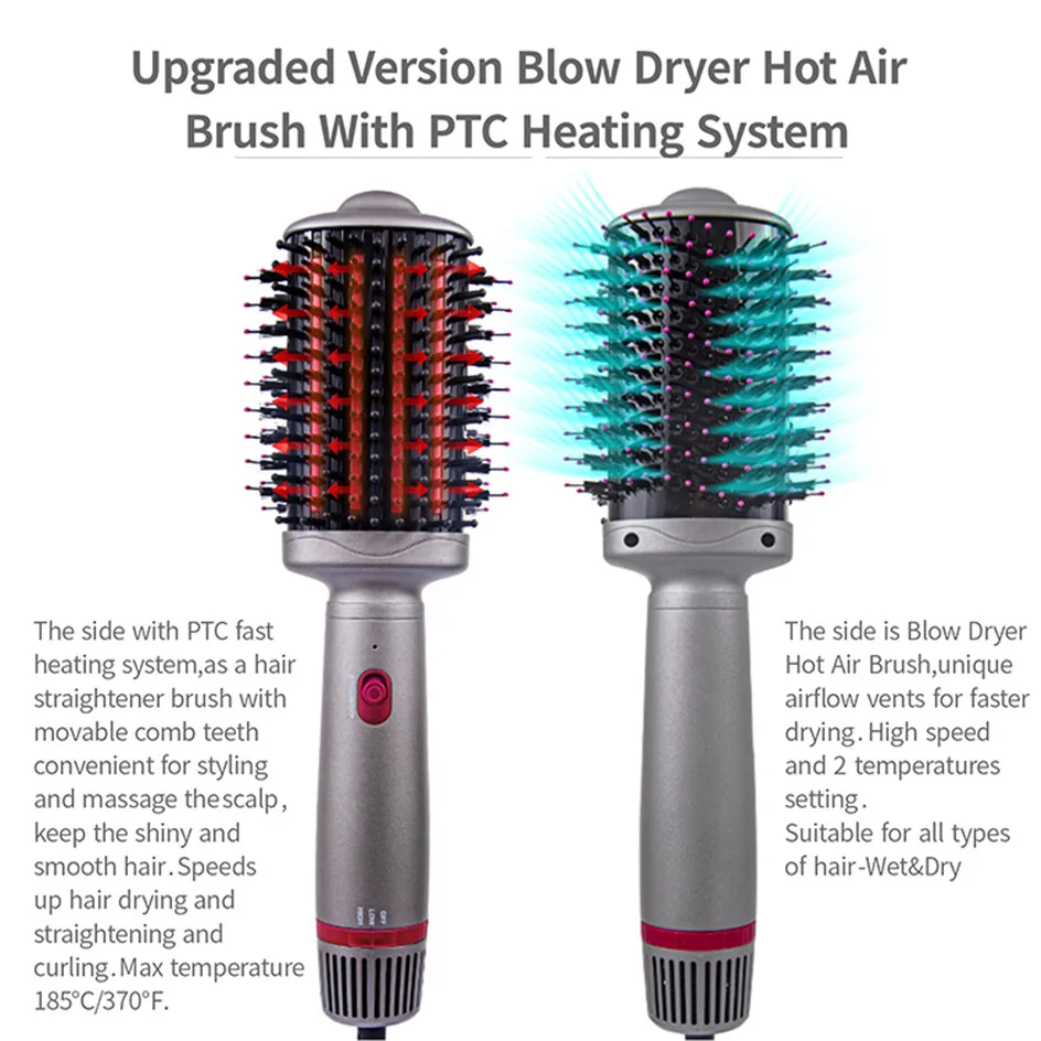Sikat Udara Panas Styler PTC Pengering Rambut Sikat dan Volumizer