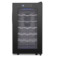 Réfrigérateur à vin de 18 bouteilles, réfrigérateur à vin autoportant silencieux pour la maison/bureau, 12 ℃ -18 ℃   Température réglable, porte en verre 2