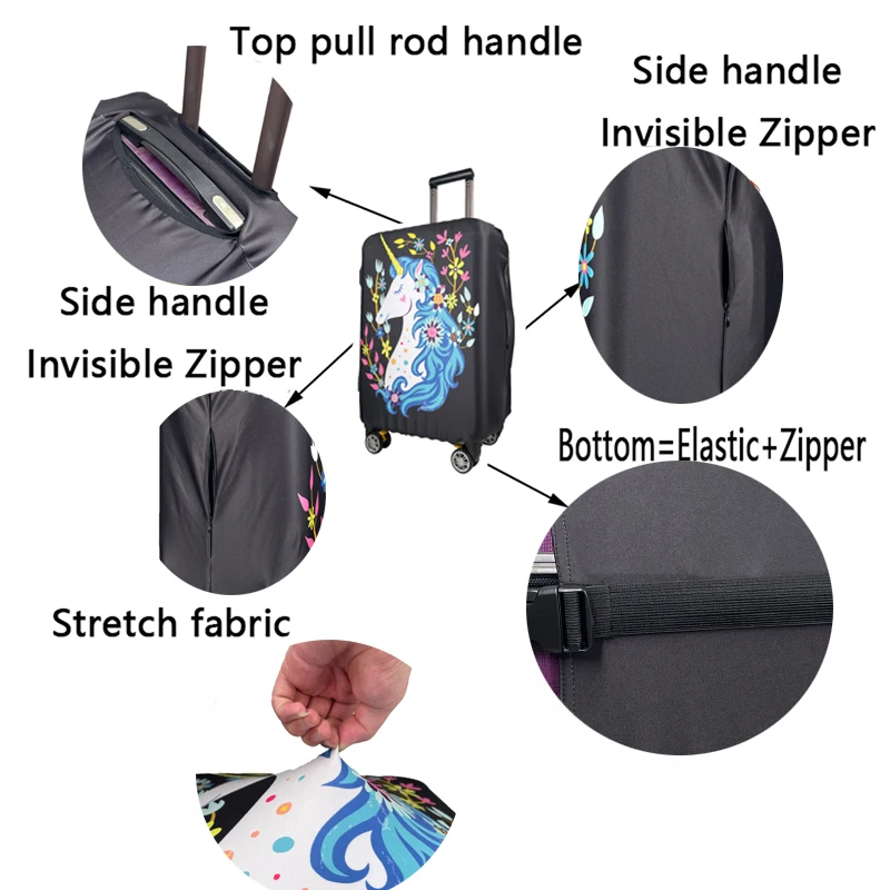 Thick Elastic Colored Striped Luggage Protection Cover Zipper Luggage Suitcase Cover Suitcase Handle Cover Travel Accessories 4