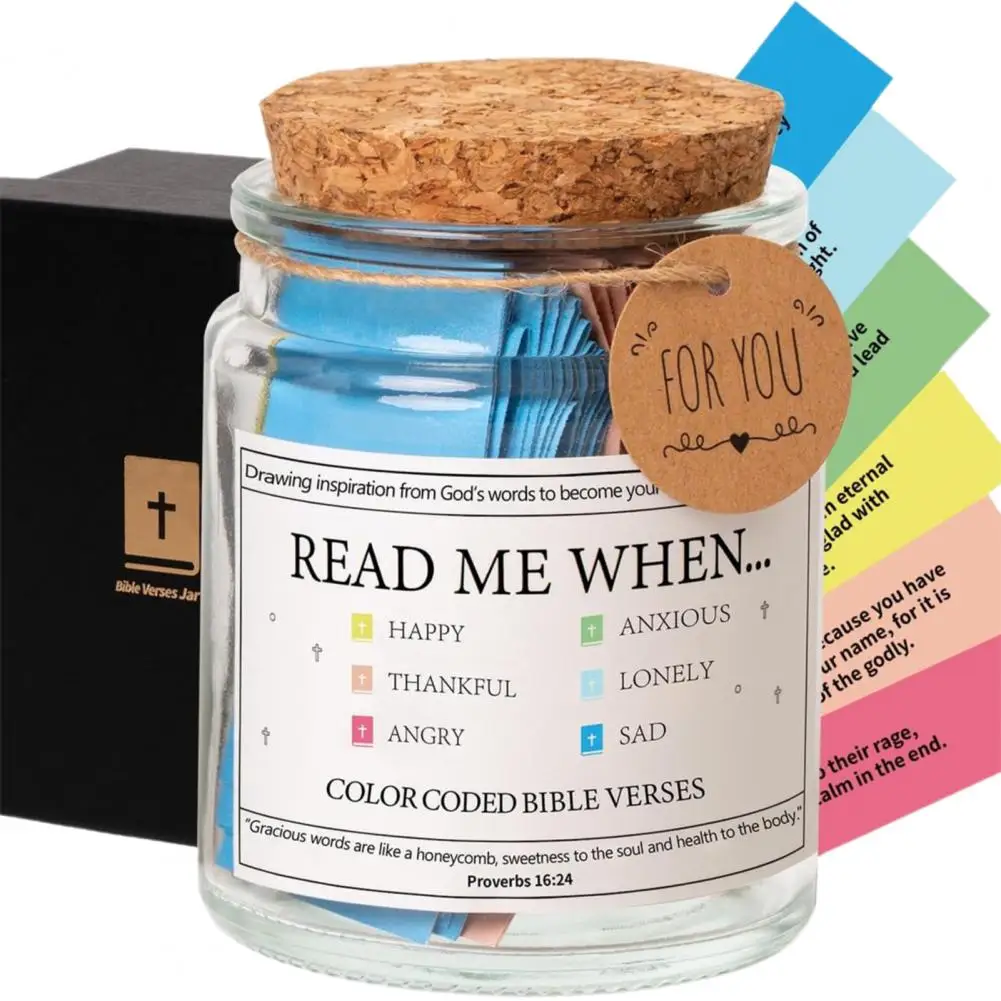Devotional Jar Inspirational Bible Quotes Glass Jar for Mindfulness Gratitude Decorative Container for Emotional Support Prayer