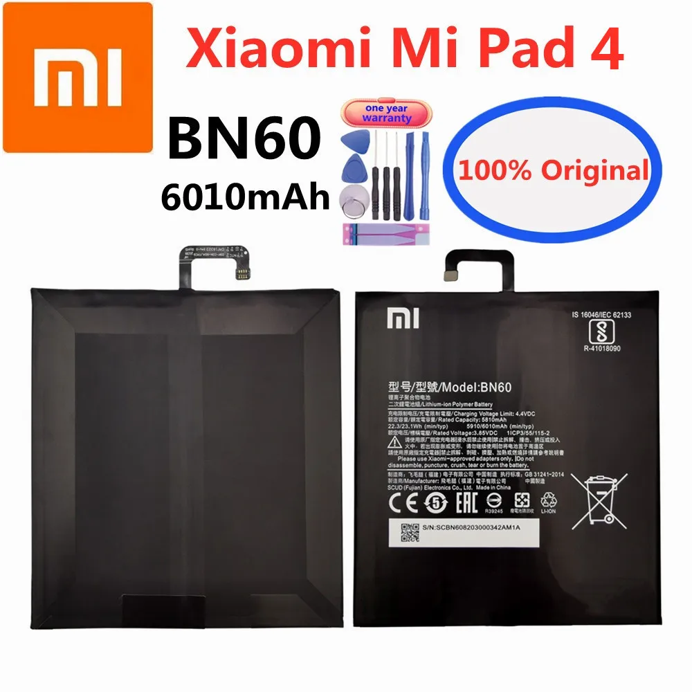 

New High Quality BN60 6010mAh New 100% Original Battery For Xiaomi Mipad4 Pad 4 Pad4 Tablet Bateria Battery + Tools In Stock