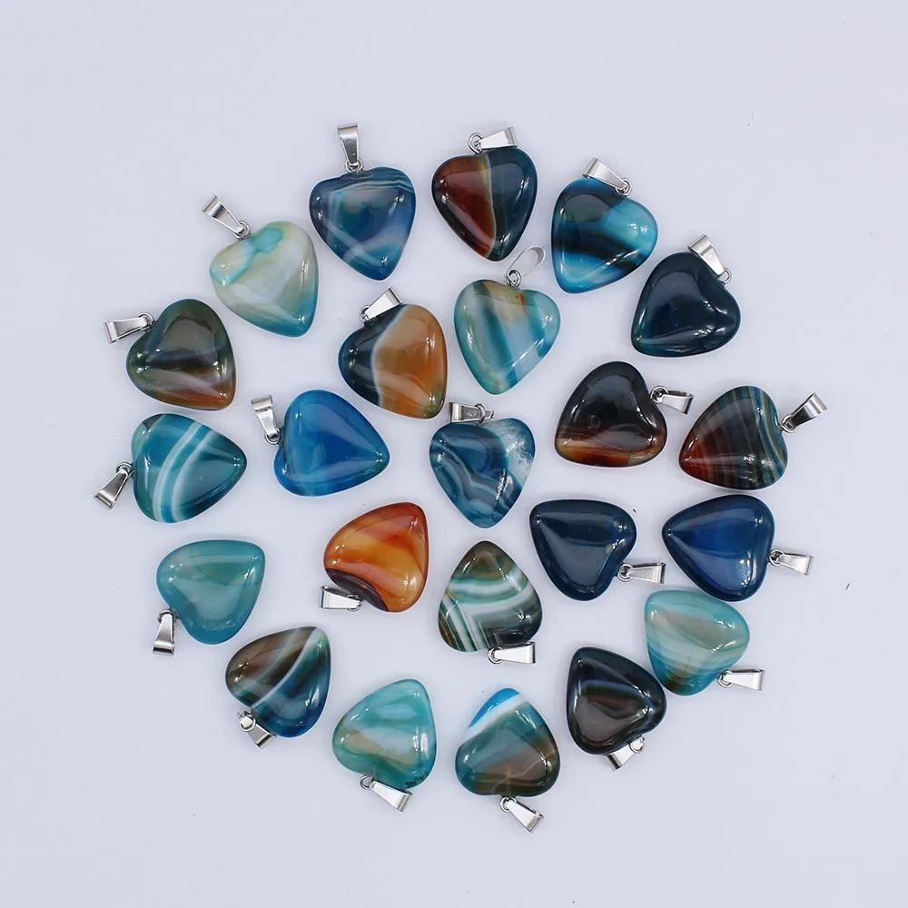 on sale! 2019 natural stone agates agates heart pendant charm and women's fashion jewelry necklace 30 pieces free shipping