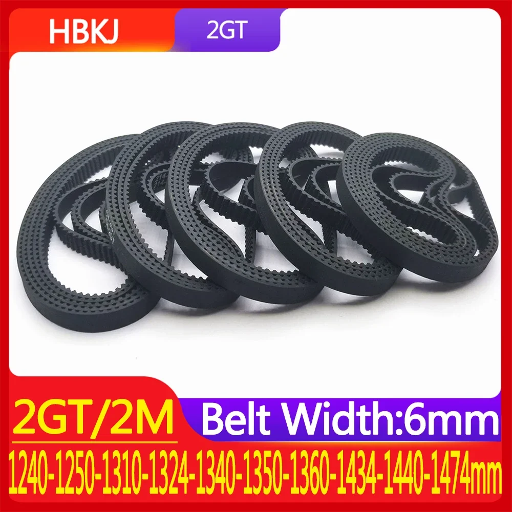 

2GT Rubber Timing Belt Pitch Line Perimeter 1240 1250 1310 1324 1340 1350 1360 1434 1440 1474mm Width Belt 6mm For 3DPrinter