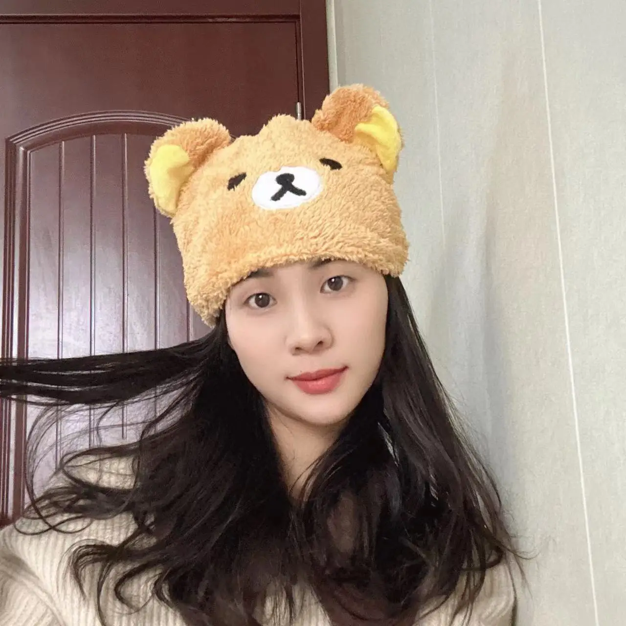 Rilakkumas Plush Hat Bear Winter Keep Warm Cap Cartoon Adult Children Cute Lamb M (56-58cm)