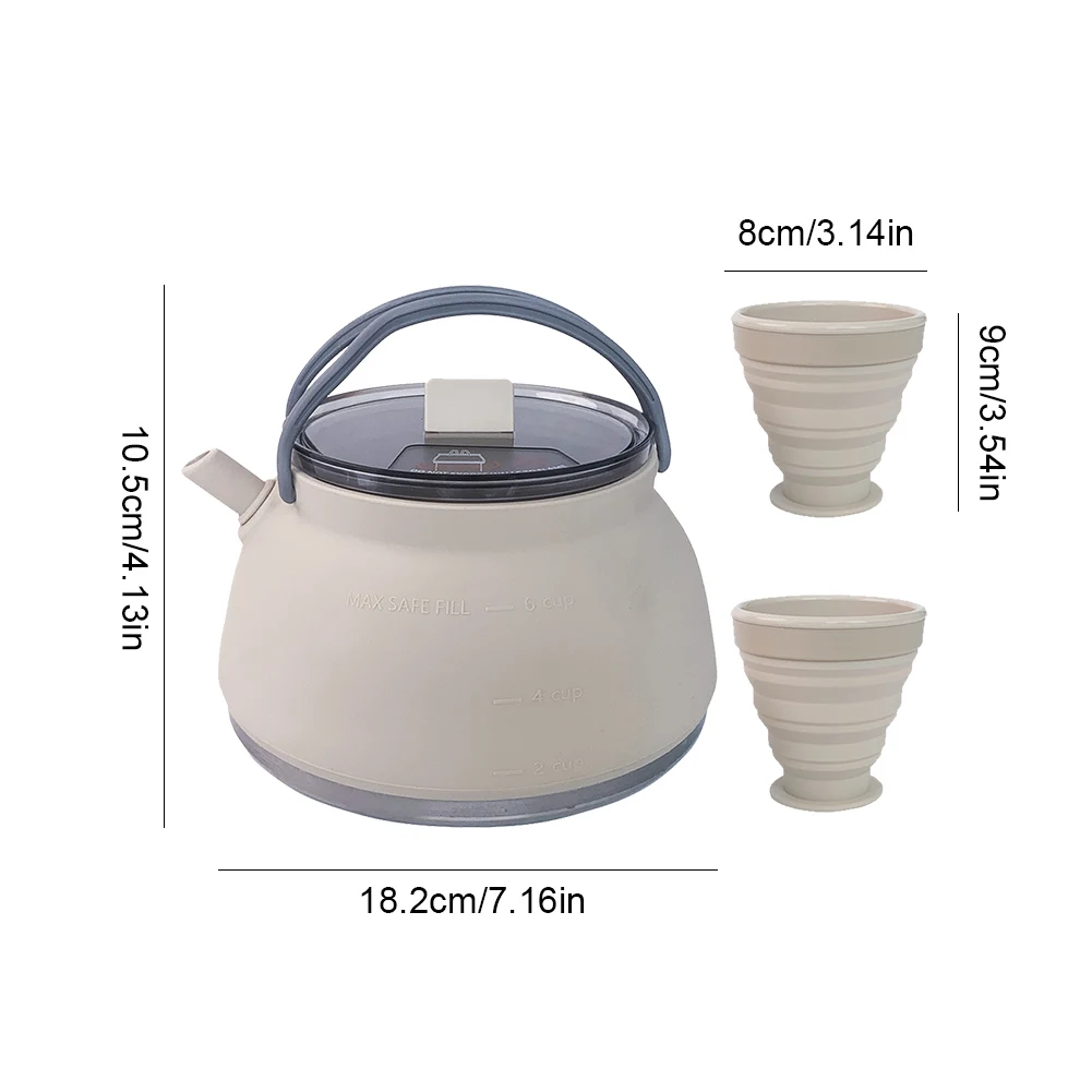 Outdoor Silicone Water Kettle Collapsible Camping Cook Pot with Lid Cup Bowl Set Foldable Water Pot Water Boiling Kettle/Cooking
