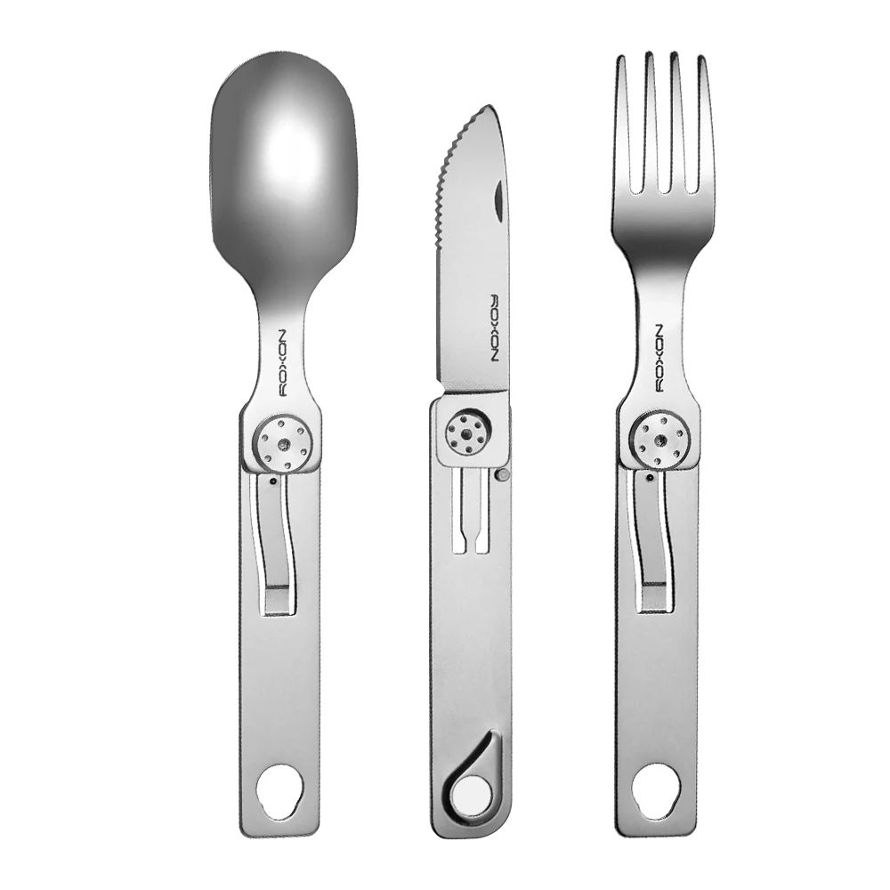 3 IN 1 Camping Cutlery Set Knife Fork Spoon Stainless Steel - Image 2