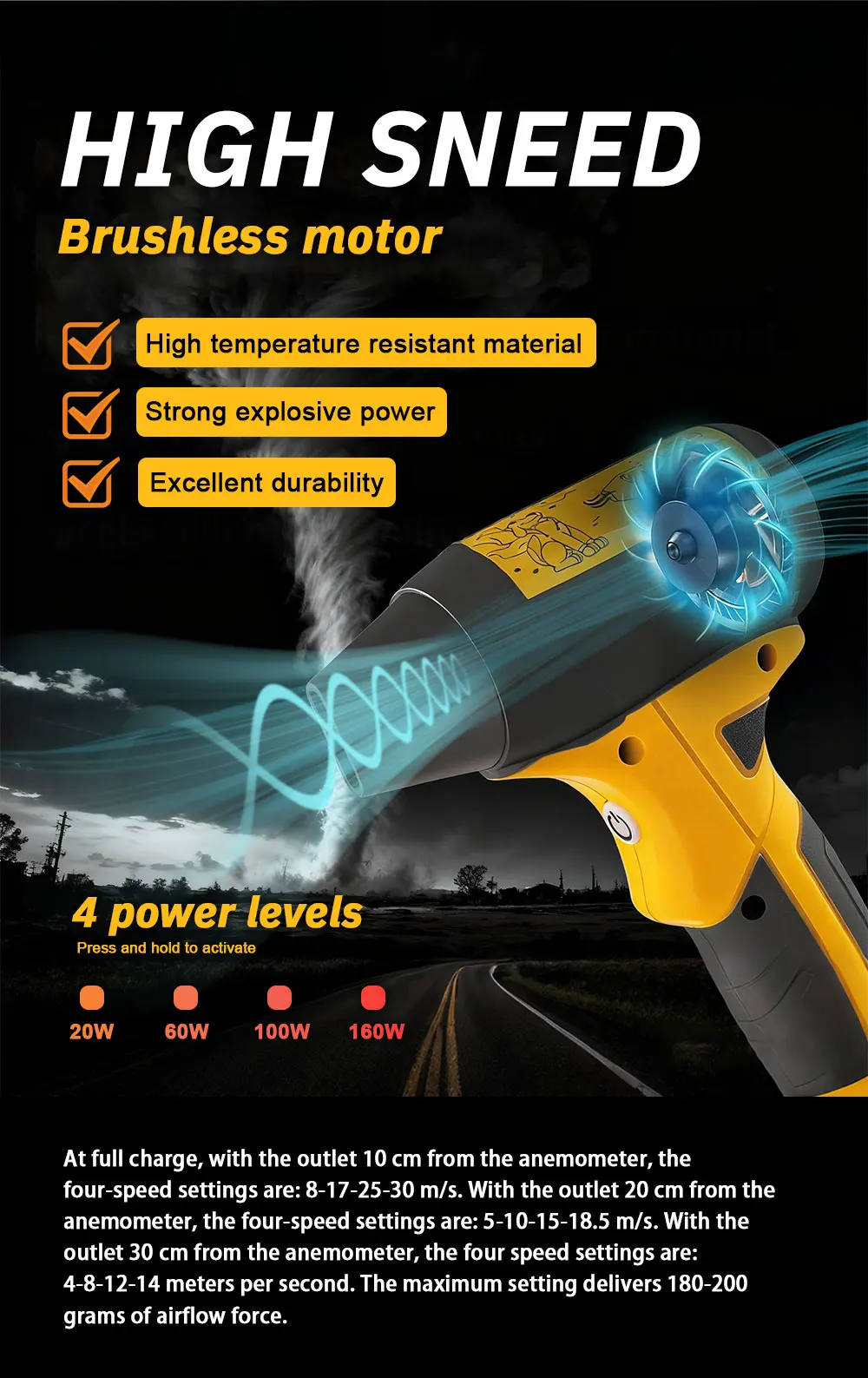 Portable Turbo Fan Violent Fan Brushless Motor 130000 RPM High-Speed Household A