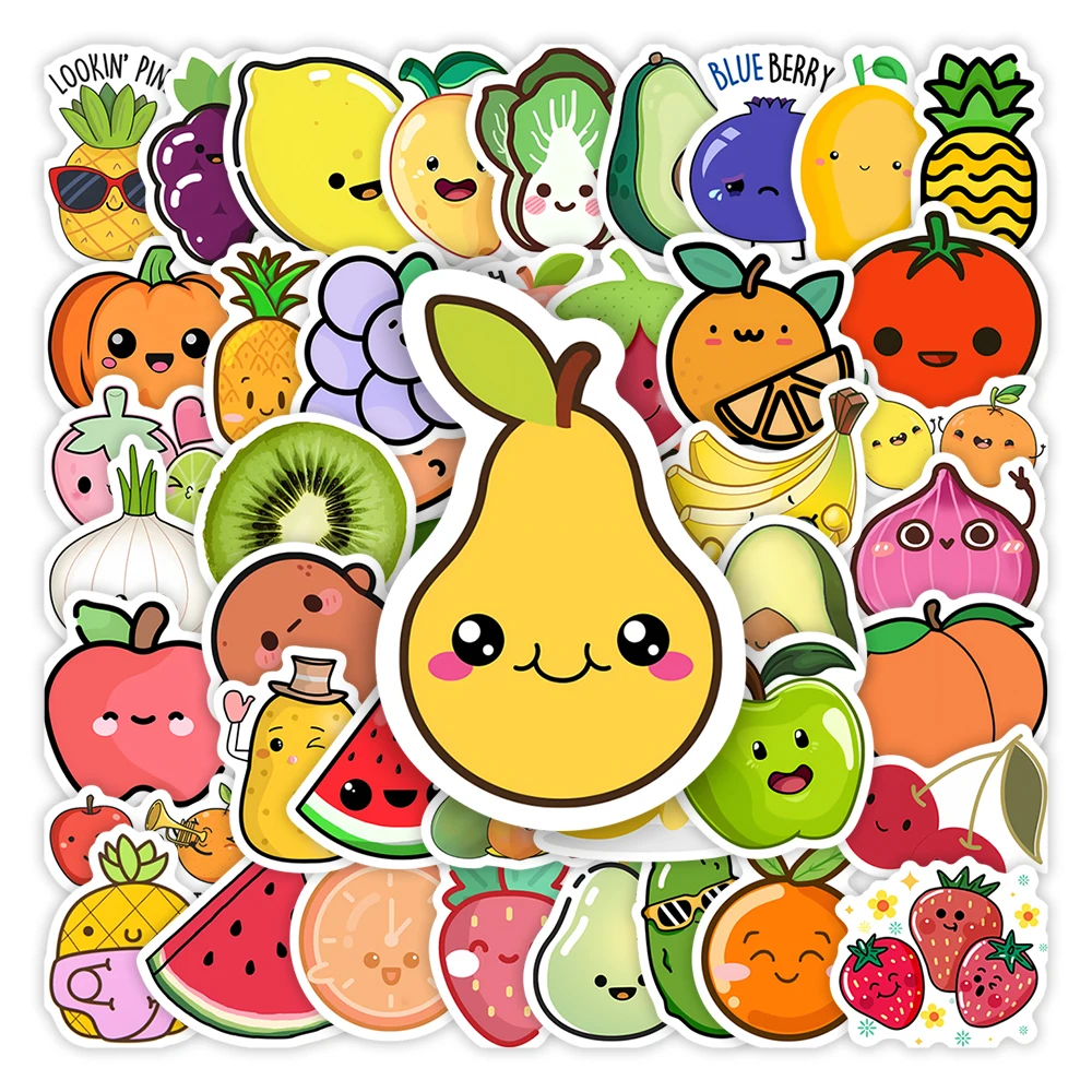 Cute Cartoon Fruit Vegetable Stickers DIY Kids Gift Decorative Decals for Laptop Photo Journal Scrapbook Luggage Waterproof cartoon stickers decorative stickers cartoon sticker diy scrapbooking accessories