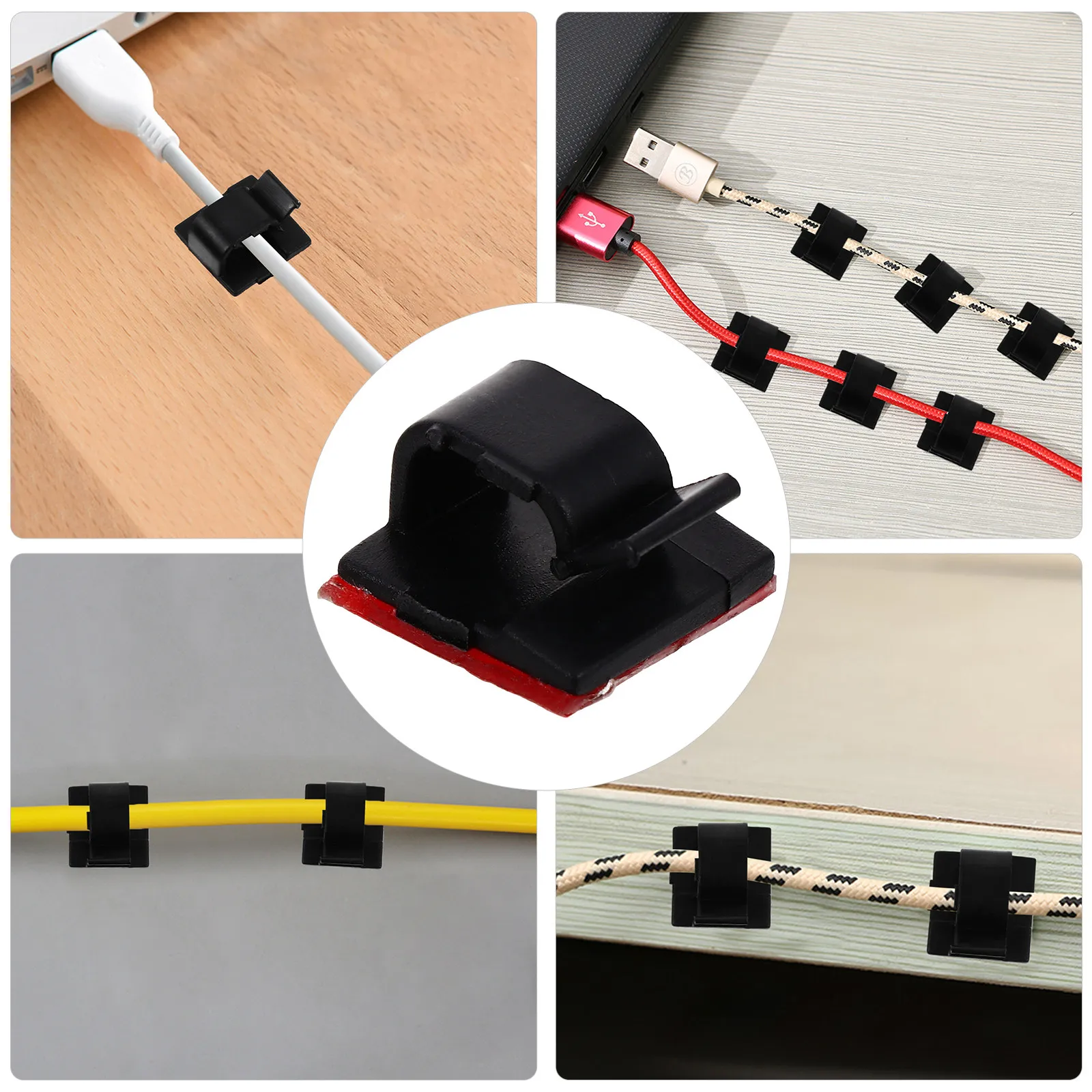 20Pcs 접착식 케이블 관리 클립 책상 벽면 와이어 정리용 소형 코드 정리기 헤드폰 충전기 홀더