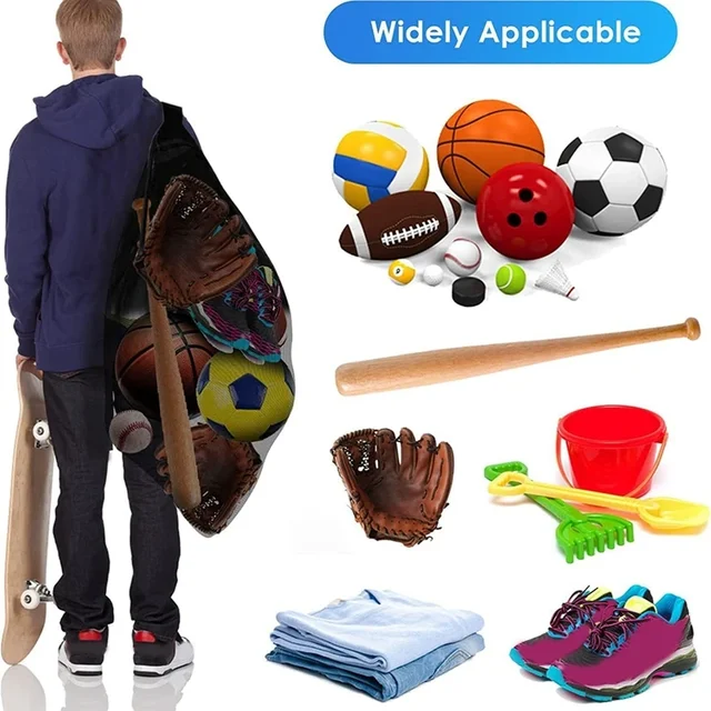 1PC 72 * 100CM Large Capacity Drawstring Drawstring Sports Bag Basketball Storage Mesh Volleyball Mesh Football Bags Accessories 5