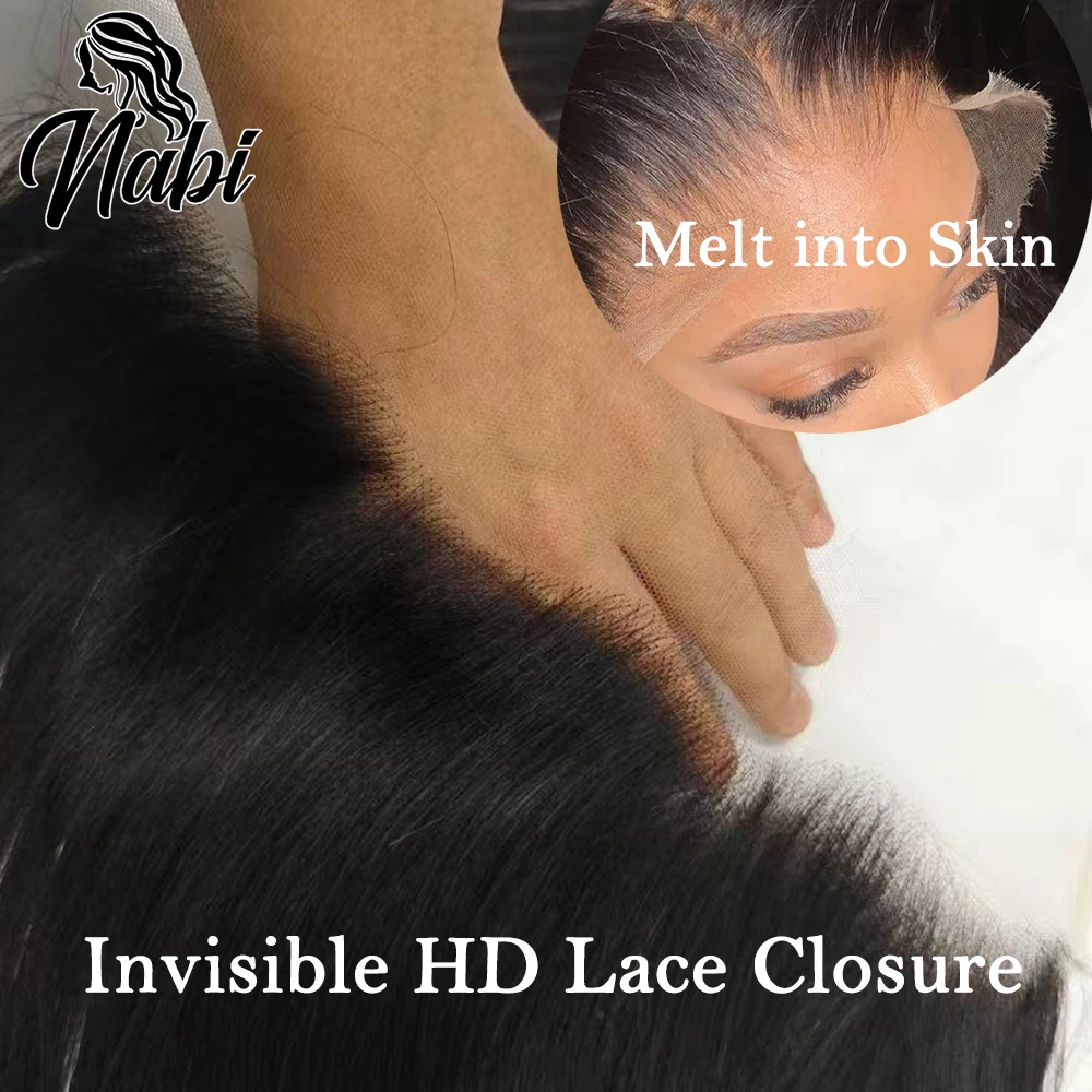 Nabi Invisible HD 13x4 Frontal Lace 13x6 Human Hair Lace Closure 2x6 5x5 Melt Skin Raw Vietnamese Human Hair For Wigs