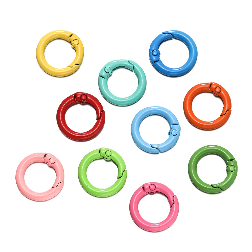 Colorful O Ring Spring Clasp Carabiner Keychain Clips - Pack of 5