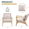 Mid-Century Modern Accent Chair with Cushion, 28.3'' Long Armrest Chairs Upholstered Premium Linen Fabric Wood Frame Armchair 2