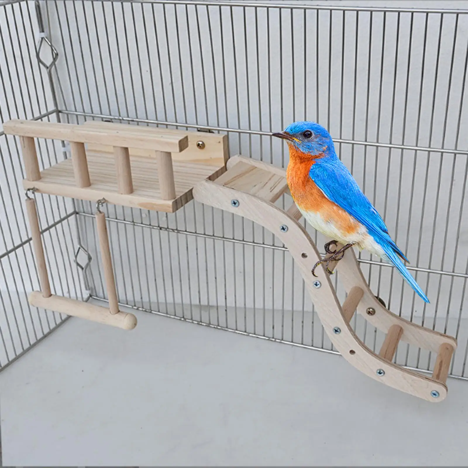 Wooden Bird Perches Bird Chewing Toy Sturdy Multiuse Birdcage Climbing Toy for Bluebird Parakeet Hamster Cockatiel Playing