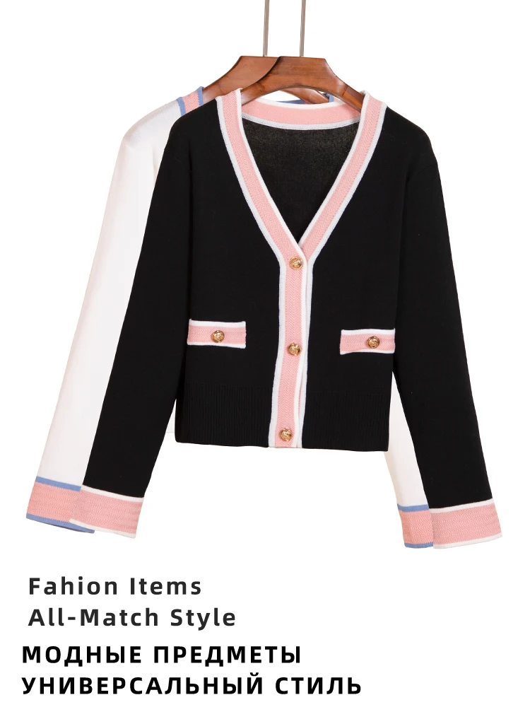 cotton camisole Tricot Outerwear Crochet Top Black Cropped Korean Fashion Style Cardigan Female V-neck Knitted Ladies Sweaters Clothing Blouses camisole