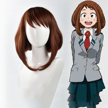OCHACO URARAKA Cosplay Capelli Corti Partito Dress Up Copricapi Parrucca Soffici Anime My Hero Academia Modellazione di Ruolo Copertura Della Parrucca