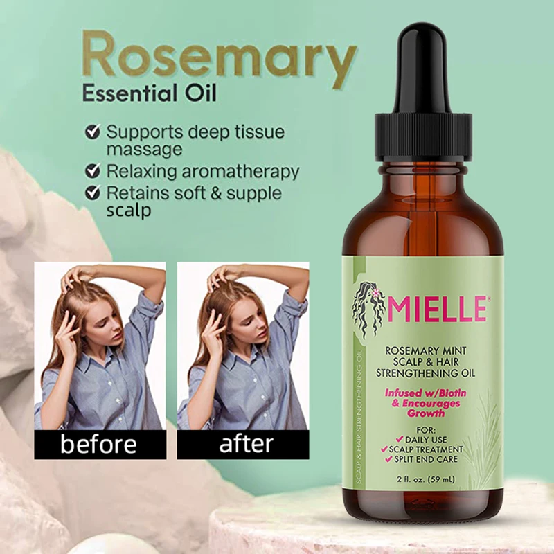 Olio essenziale per la crescita dei capelli olio rinforzante per capelli  alla menta al rosmarino trattamento nutriente per doppie punte e capelli  secchi Mielle Organics - AliExpress