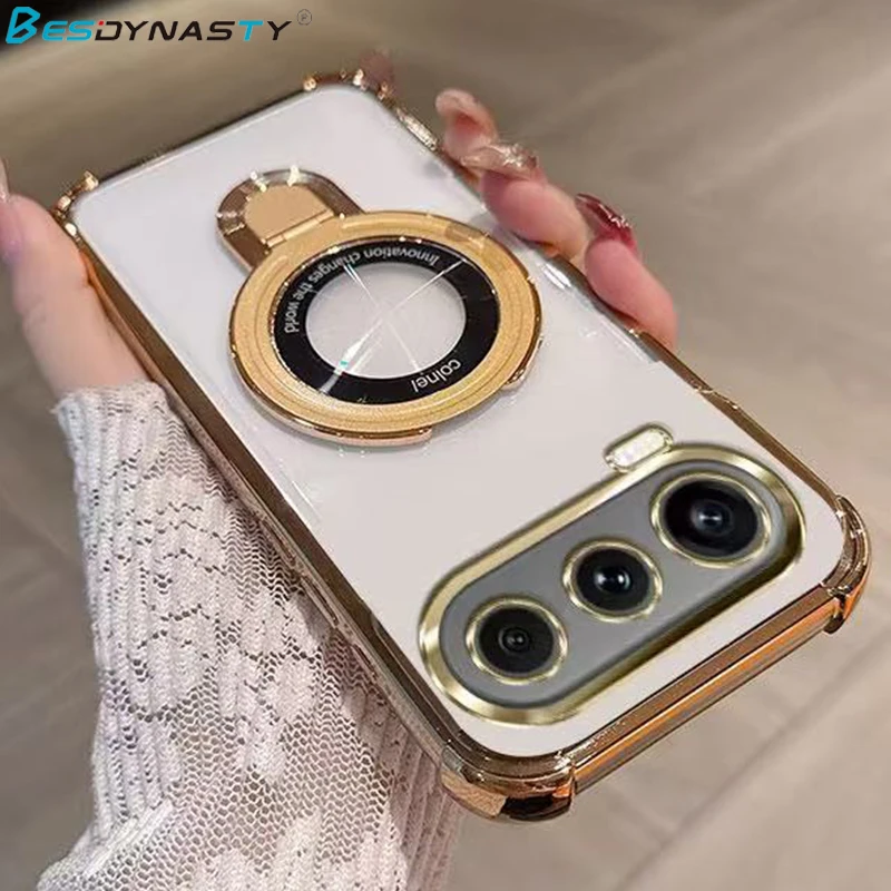 Shockproof Transparent Magnetic Stand Holder Case with Camera Protection