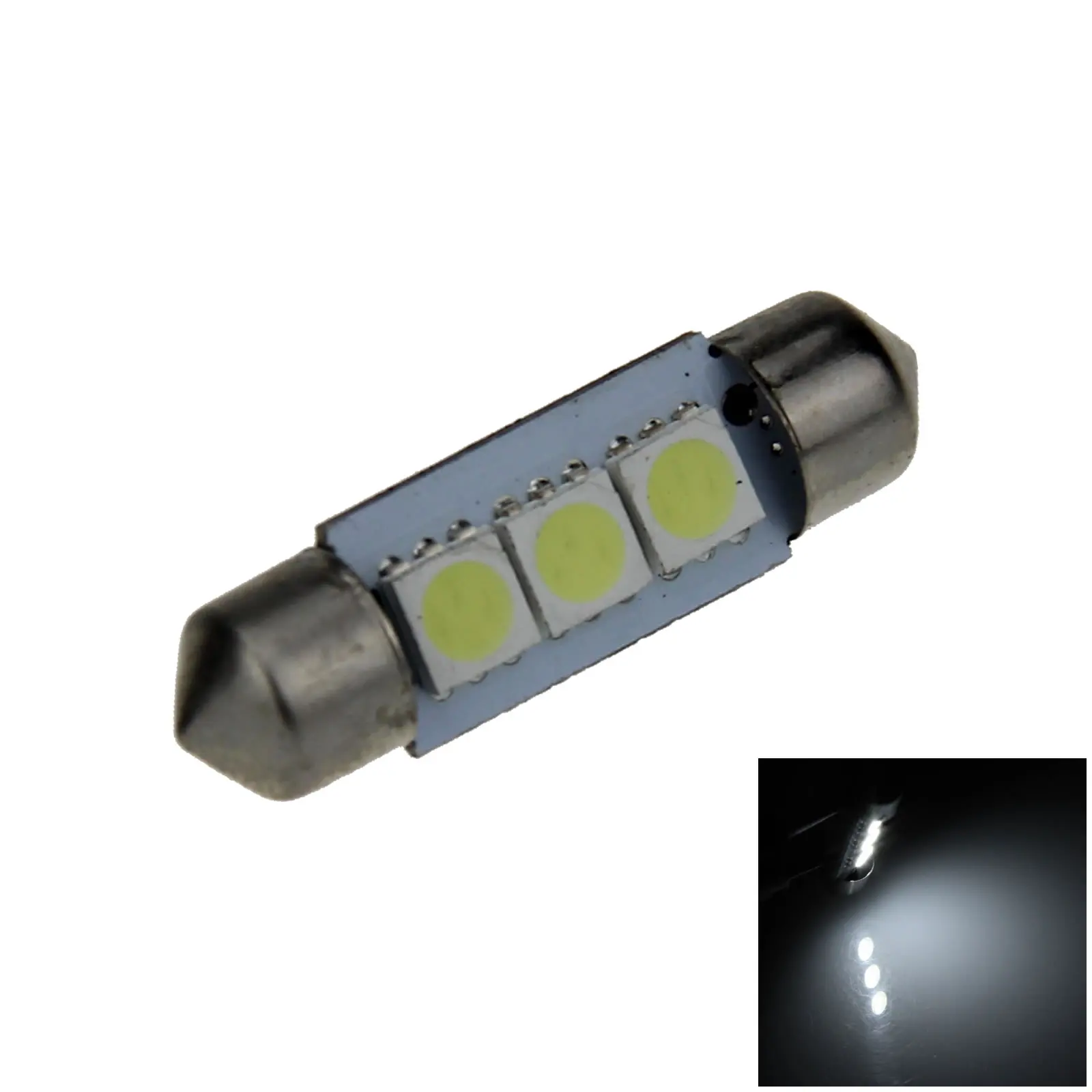 

1x White RV 36MM Festoon Blub Side Lamp 3 Emitters 5050 SMD LED 35mm I102-W