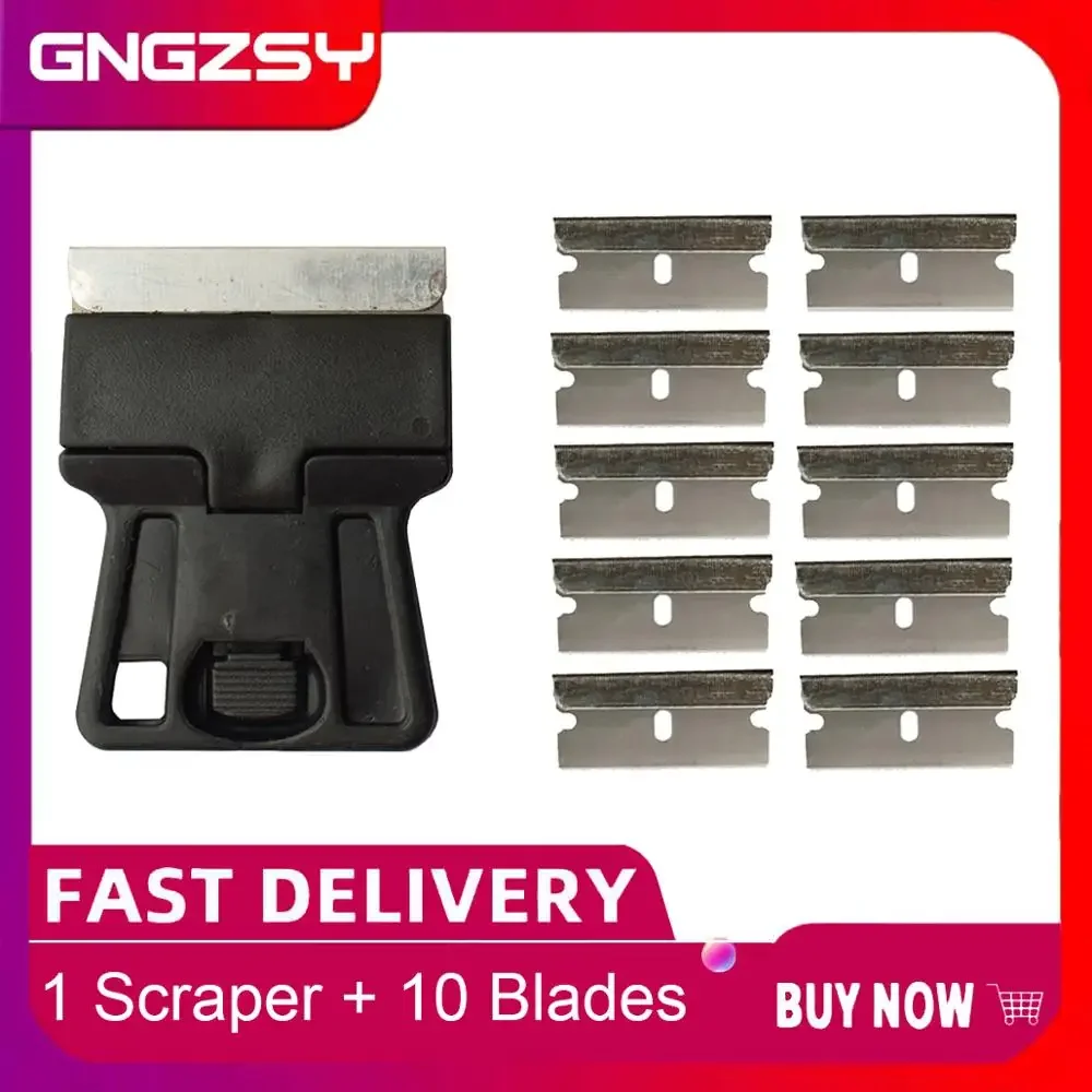 

Ceramic Glass Oven Clean Razor Scraper+10pcs Razor Blade Window Tint Carbon Fiber Vinyl Car Wrap Squeegee Sticker Remover E18+10