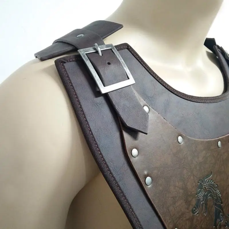 92ME Gladiators Chest Armors Medieval PU Leather Belt Breastplate Vest