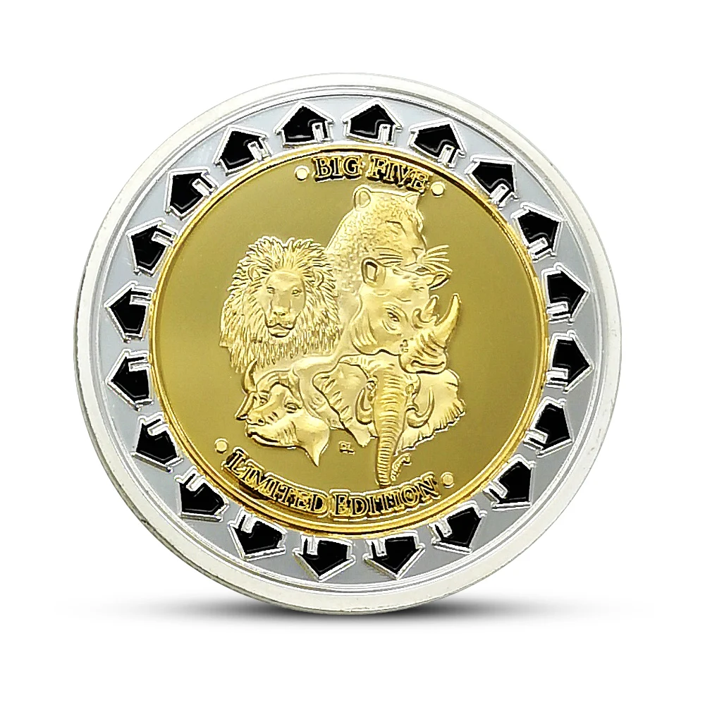 Per La Collezione Zimbabwe Big Five 100 Trilioni Di Monete Animali Collezione Badge Souvenir Moneta Da Collezione
