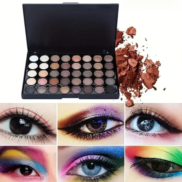 40 Color Matte and Glitter Eyeshadow Palette with Brushes – High Pigmentation Eye Makeup