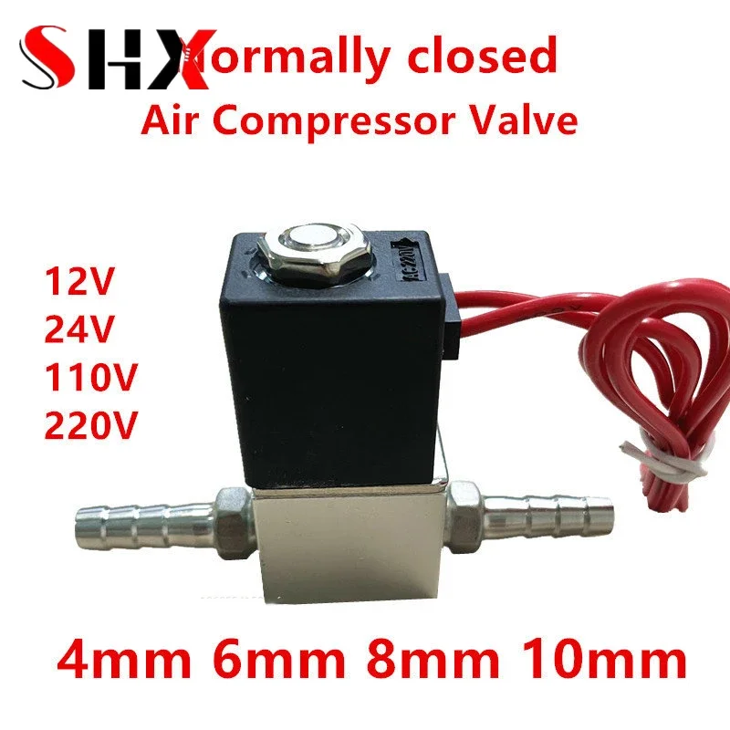 Valvola Del Compressore 1/4 ''Elettrovalvole Pneumatiche In Alluminio Normalmente Chiuse 12V 24V 220V 110V Tensione Per Tubo Aria Acqua Olio 8Mm