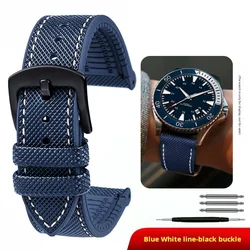 Blue Orange Nylon Rubber Silicone Watch Strap - Premium Accessories Collection - 22mm (Blue white blue BK)