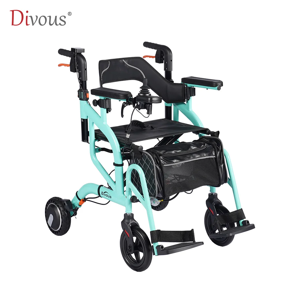 Health Care Multifunctional Lightweight Folding 4-Wheel Electric Wheelchair Elderly Outdoor Trolley Electric Rollator Walker