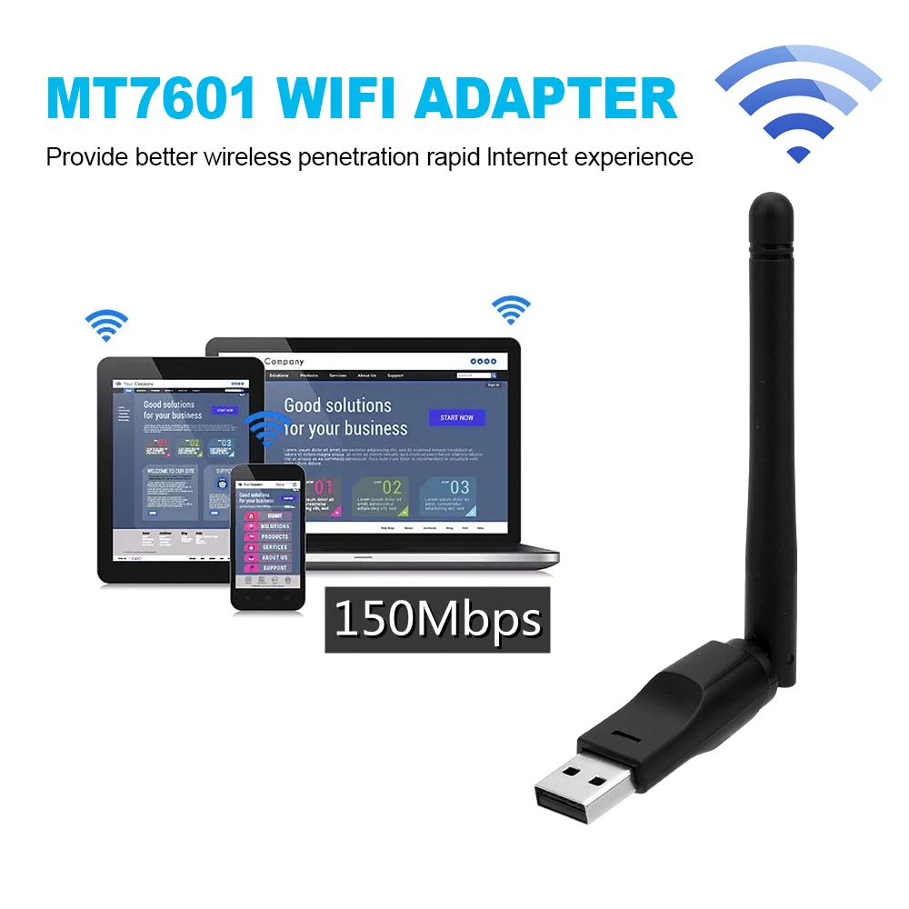 150Mbps WiFi 무선 네트워크 카드 2.4GHz USB 2.0 어댑터 802.11 b /g/n, 안테나 칩셋 포함 Ralink 8188ETV, 노트북 PC 용