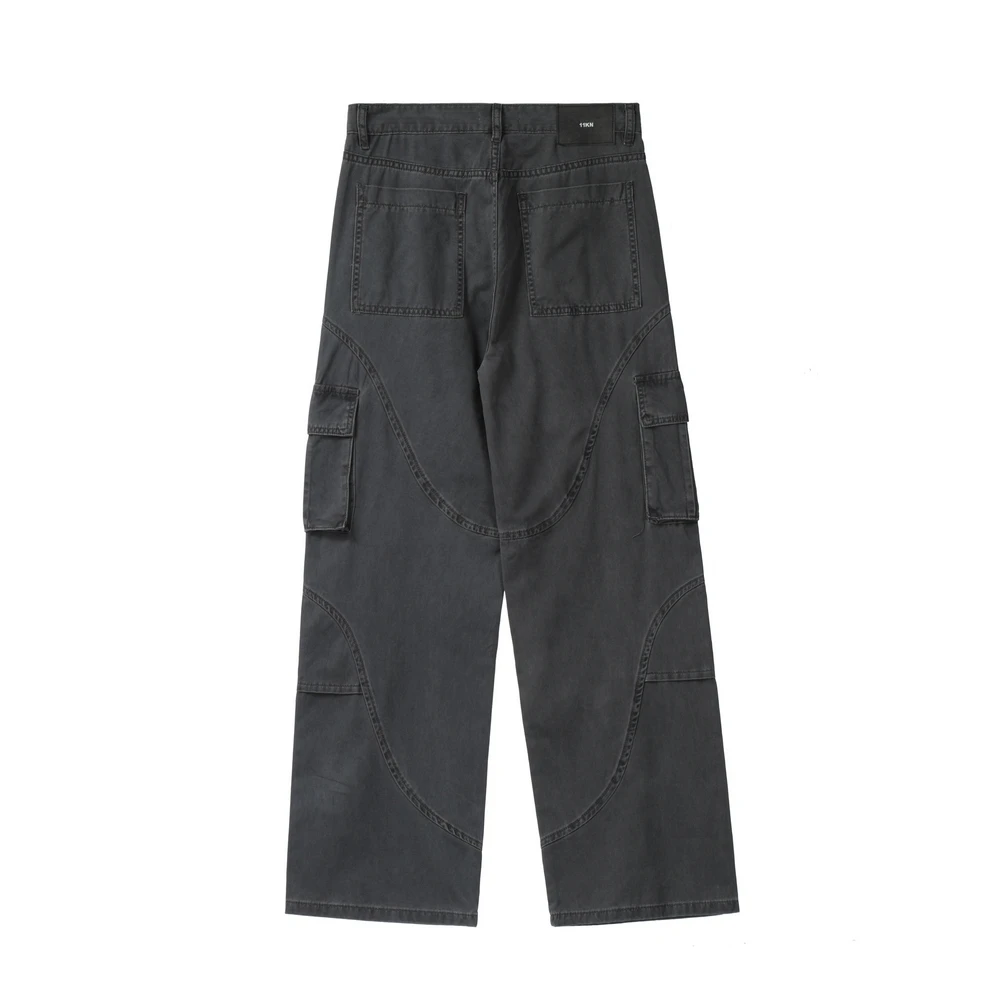 Wide Leg Men Cargo Pants Fashion Trousers Sweatpants Multi-pocket Casual Designer Special Sewing Streetwear
