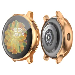 Durable TPU Protective Case with Screen Protector for Samsung Galaxy Watch Active 2 - Soft, Lightweight Bumper Cover (Rose gold 7)