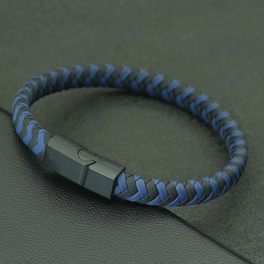 Handwoven Magnetic Buckle PU Leather Men's Bracelet - Adventure Riding Collection