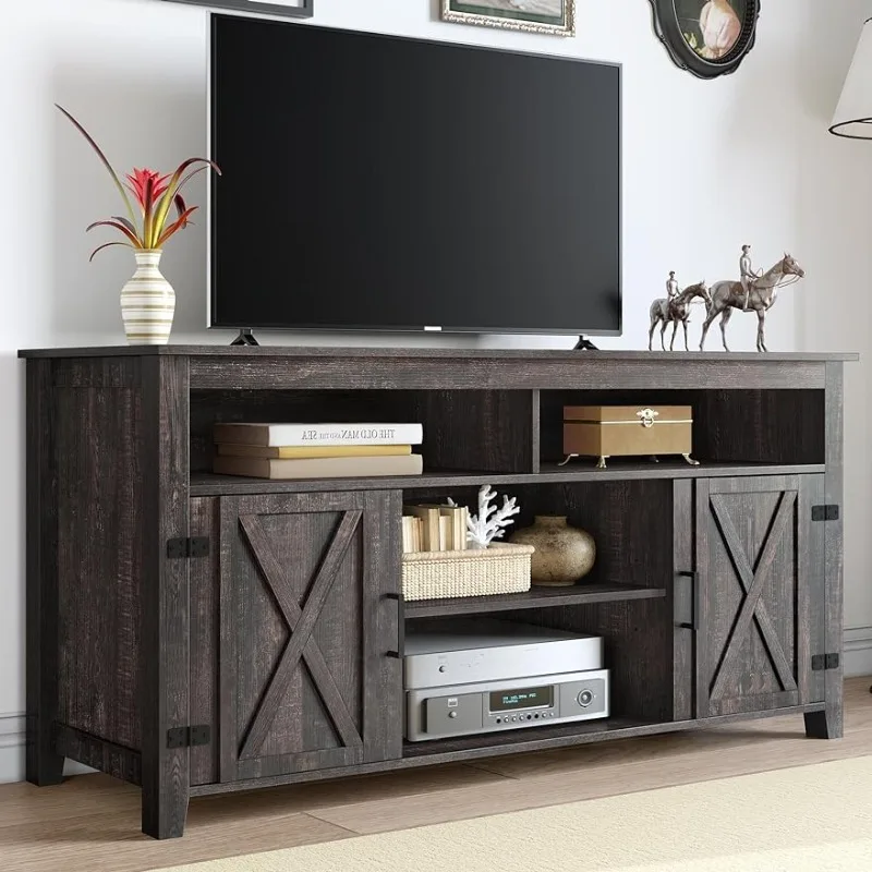 

Farmhouse Barn Door TV Stand for 65 Inch TV, Modern Entertainment Center for 300 lbs, TV Media Console Storage TV Cabinet