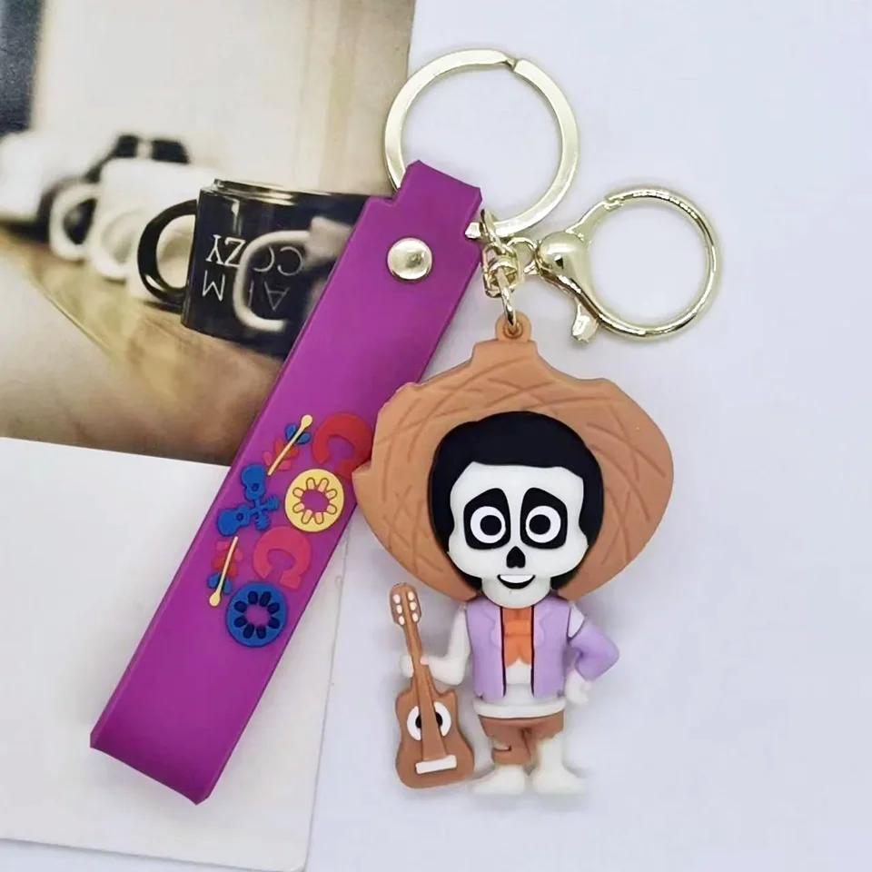 Disney Cartoon Movie Coco Figure Keychains Cute Silicone Miguel
