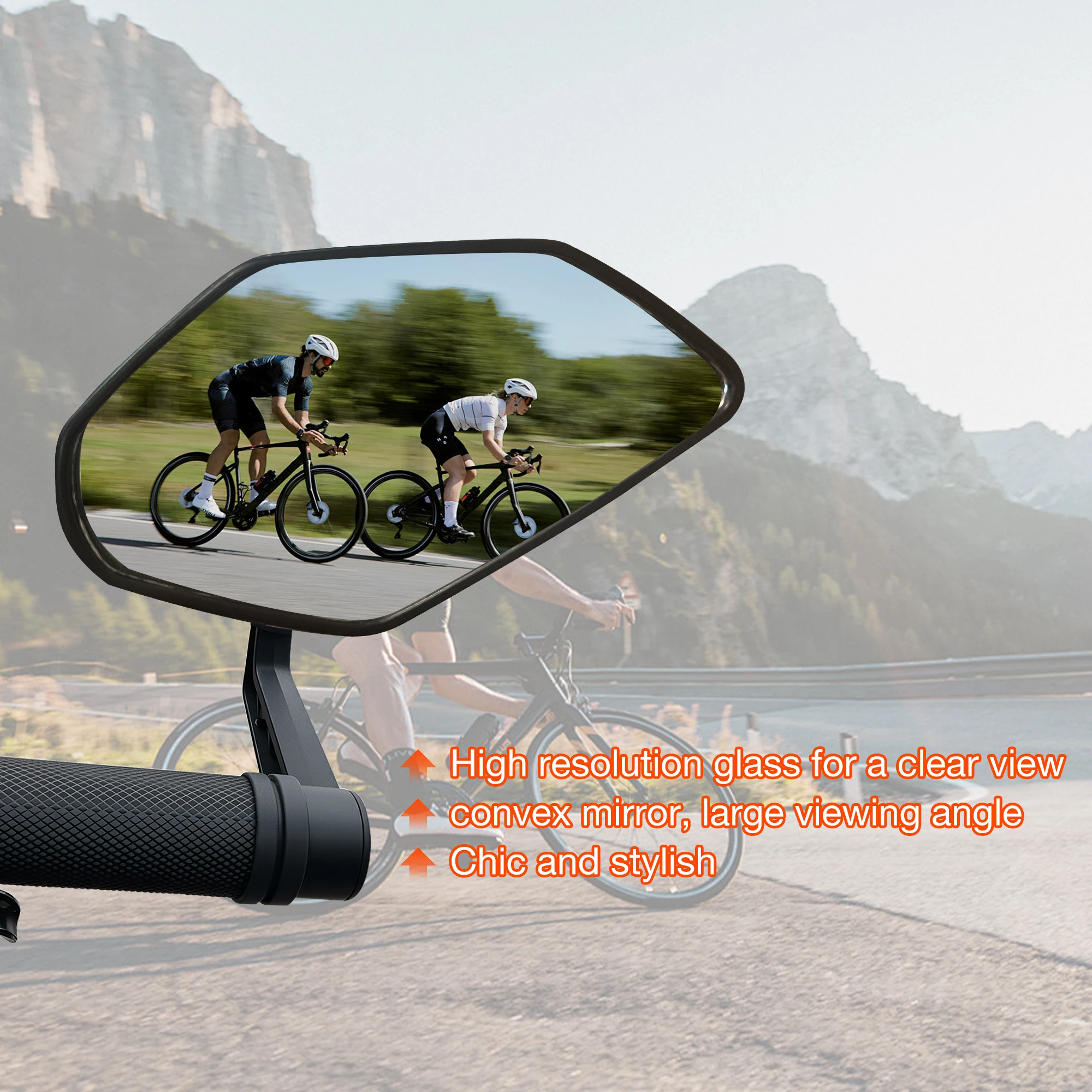 Fahrradspiegel, Verstellbarer Fahrradspiegel für Lenkerhalterung, Kratzfeste HD-Glaslinse, Großer Lenkerendenspiegel für E-Bikes – Detail 2