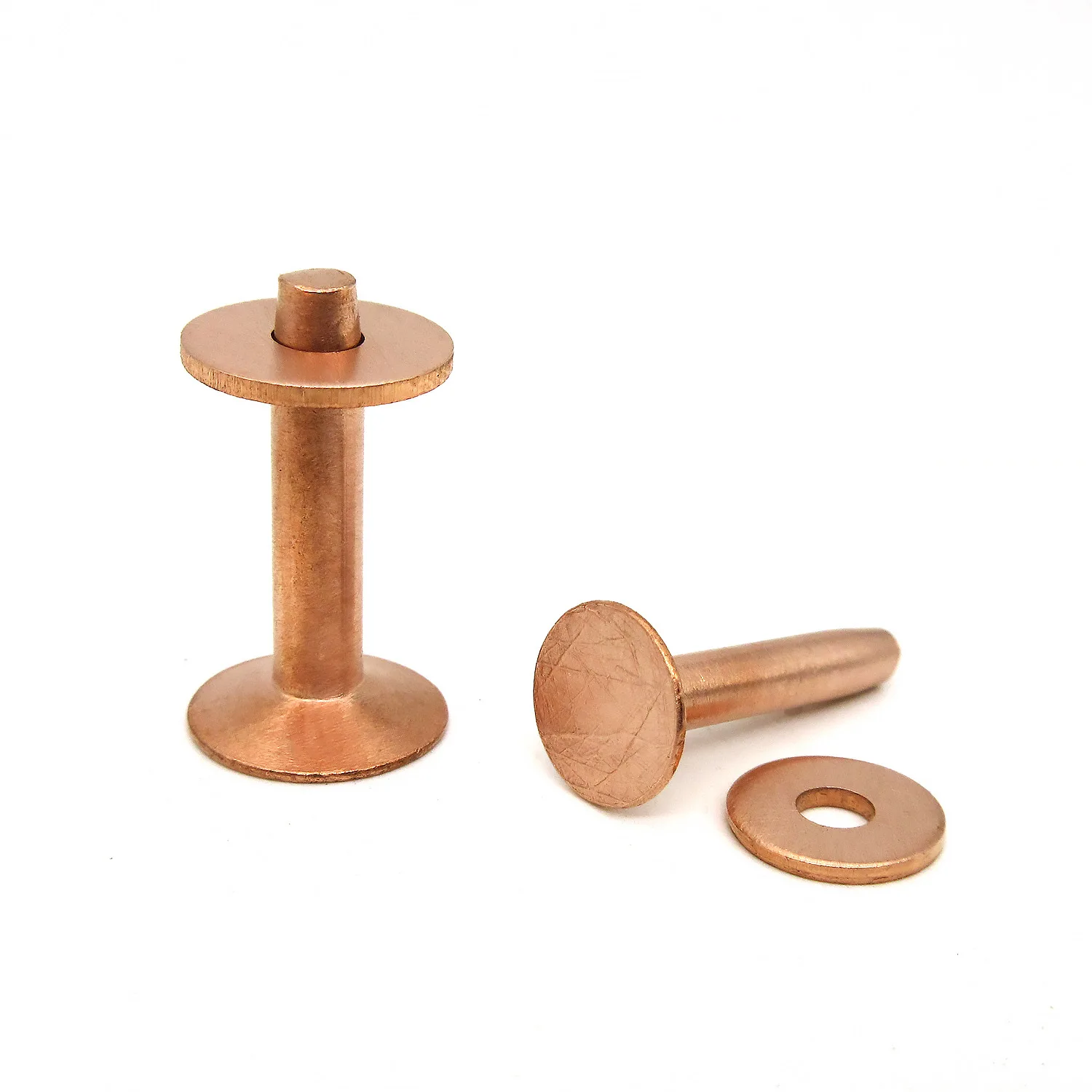 10 PCS Heavy Duty Solid Brass /copper Rivets and Burrs for Leather Work,  10mm 19mm Quality Copper Leather Stud Rivets Kit H33-MCSR 