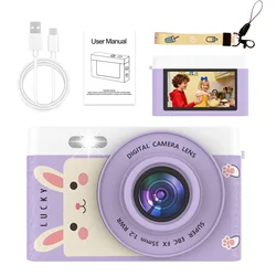 Mini Keychain Camera for Kids - 1080P HD Retro Video Recorder and Photo Camera with Memory Card Support (Rabbit Purple)